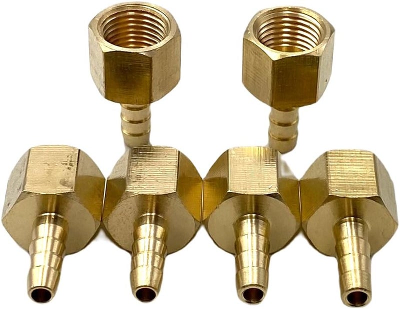 Bumugufu 6 Pcs 1/8" NPT Female x 1/8" Barb Brass Hose to Pipe Adapter,1/8" FNPT to Barb Hose Fittings for Water,Oil, Gas, Compressor - Image 3